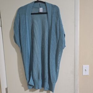 Women's Blue Open-Knit Sweater